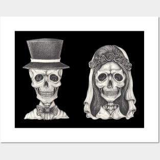 Couple love wedding skull. Posters and Art